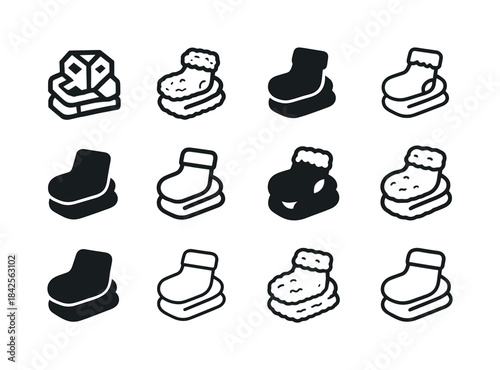 Fuzzy Socks Icons. Fuzzy Socks. Icon set. Set Logo of Fuzzy Sock
