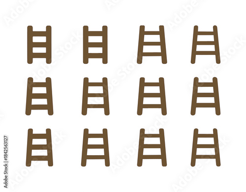Wooden Ladder Icons. Wooden Ladder. Icon set. Set Logo of Wooden