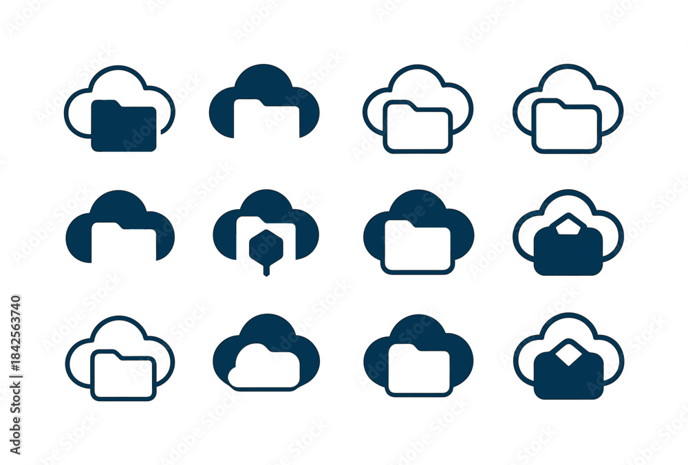 Obraz premium Cloud Computing Icons. Cloud computing concept. Icon set. Set Lo