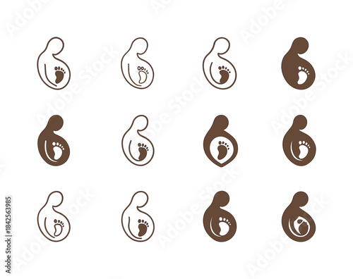 Prenatal Logo Variations. prenatal care. Icon set. Set Logo of p