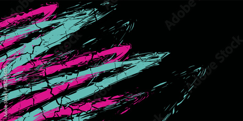 Car sticker wrap banner abstract sporty lines pink blue greenish grunge color combination brush storm thunder modern pattern racing motorsport, Modern.