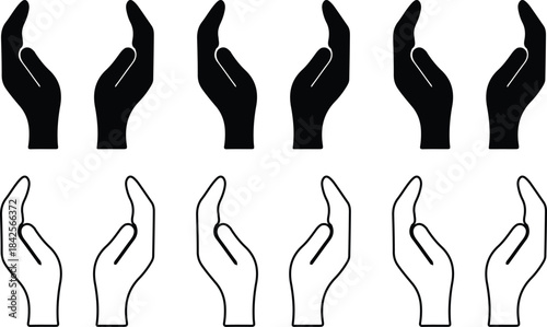 hand free black black line human icons set vector illustration art six hand logo