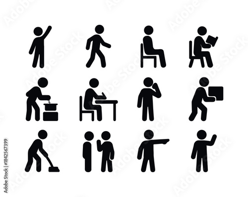 Everyday Icons Grid. Everyday Actions. Solid icon set of Everyda