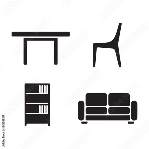 Soft cushioned chair silhouette icon for stylish modern living room decor