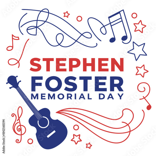 STEPHEN FOSTER MEMORIAL DAY vector illustration 