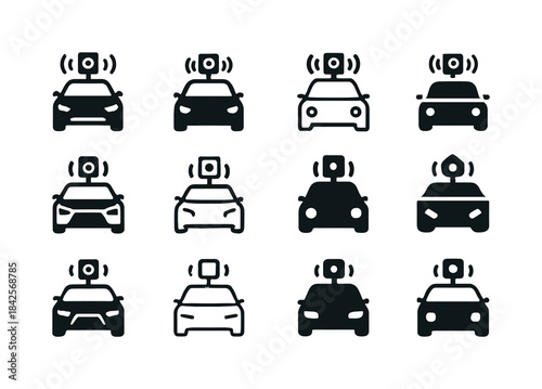 Self-Driving Car Icons. self-driving cars. Icon set. Set Logo of