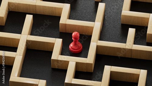 Strategic Red Pawn in Blocked Maze