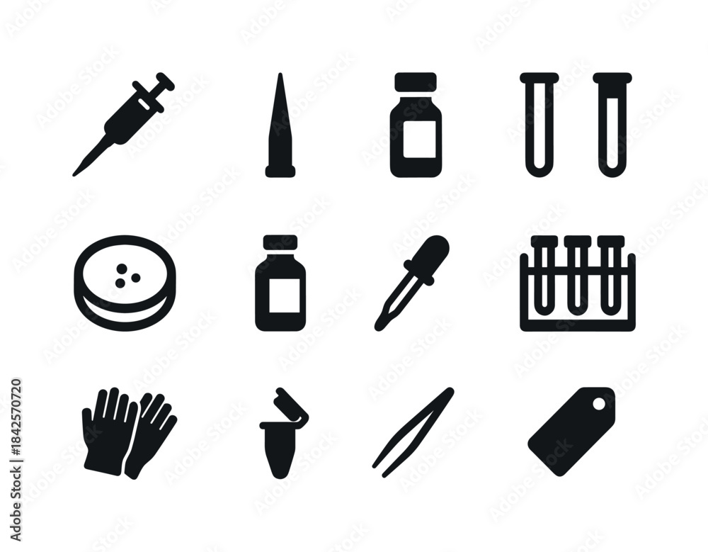Obraz premium Laboratory Tools Icons. Laboratory tools. Solid icon set of labo
