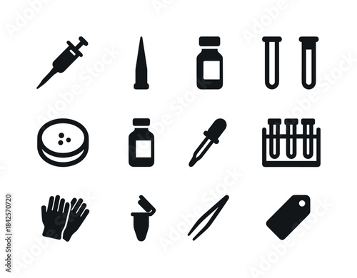 Laboratory Tools Icons. Laboratory tools. Solid icon set of labo