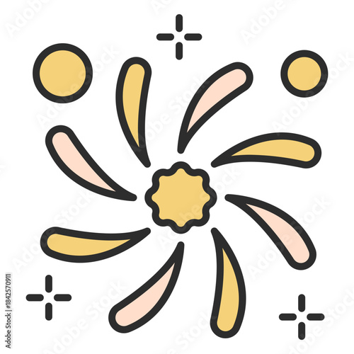 Sparkler – Cute New Year Outline Vector Illustration