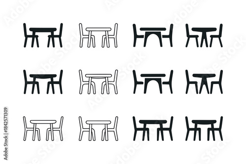 Harmonious Dining Icons. Kitchens and Dining Room Designs. Icon