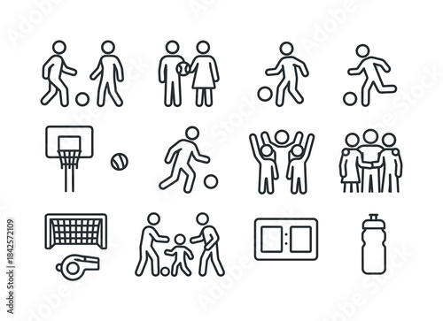 Family Sports Icons. Family Sports. Line icon set of Family Spor