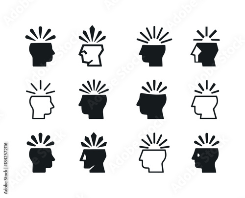 Creative Logos Grid. Creator. Icon set. Set Logo of Creator: hea