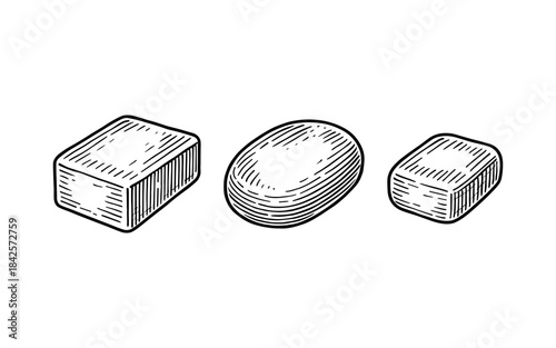 Hand drawn sketch of soap bars – classic personal care product design