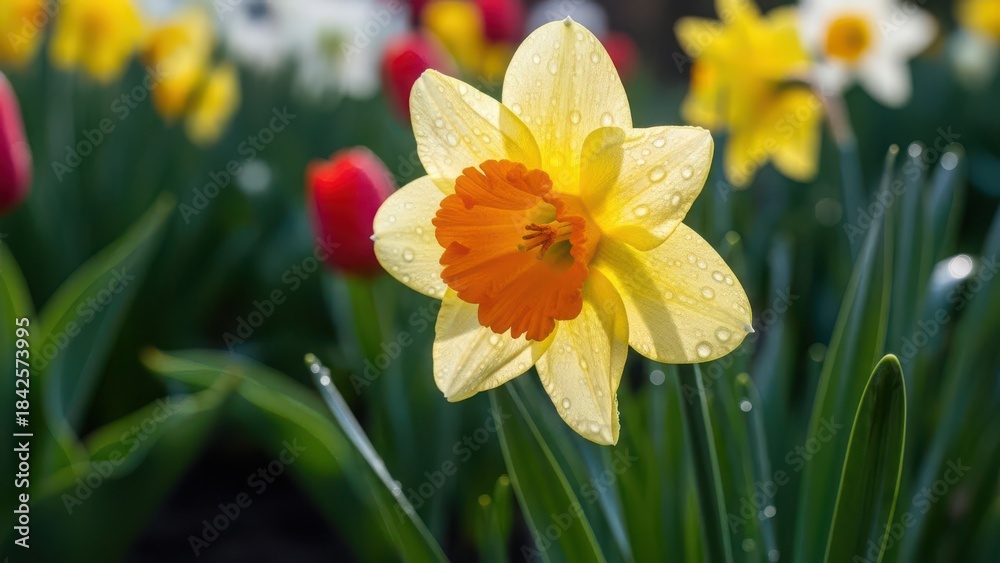 Fototapeta premium yellow or orange petal narcissus flower