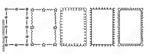 set vertical rectangular frames, Doodle style, hand drawn, ornate decorative elements for framing details for posters, social networks