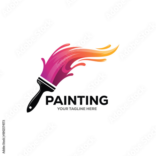 Dynamic Colorful Liquid Brush Stroke logo design