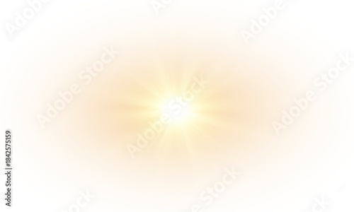 Png Light with Sun Glare. Overlay sun, Sunrays, and Glare in PNG Format. Gold Flare and Glare. PNG sun isolated on transparent background.
