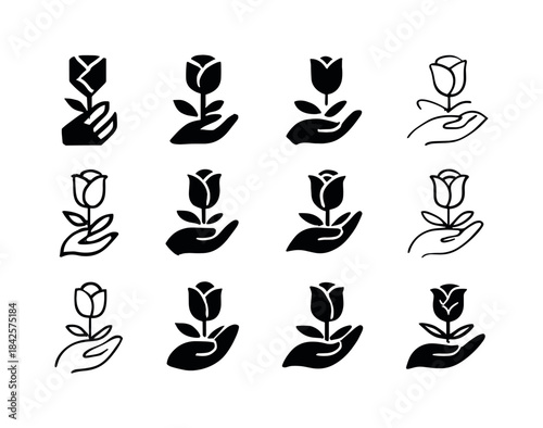 Flower Logo Variations. Greet with flowers. Icon set. Set Logo o