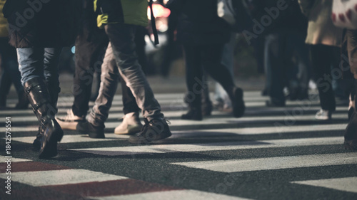 Crowd Of People Crossing Road