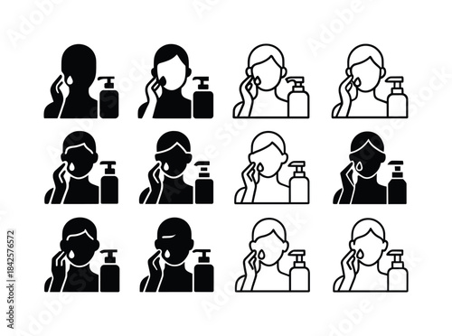 Skincare Icon Variations. trying skincare products. Icon set. Se