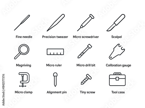 Precision Tools Icons. Precision Tools. Line icon set of Precisi
