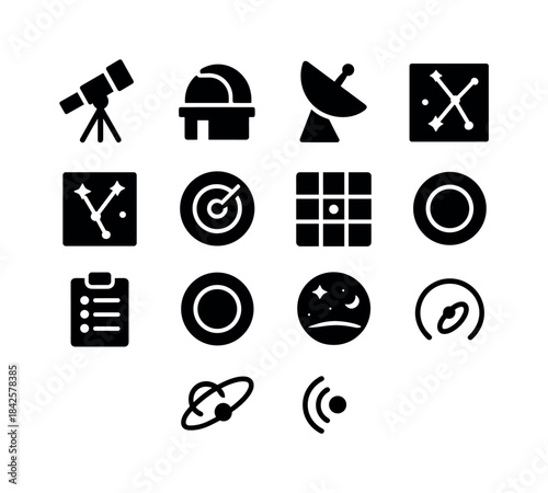 Space Observation Icons. Space Observation. Solid icon set of Sp
