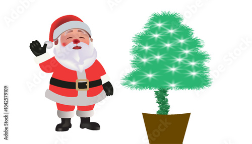 Santa Claus with his warm smile carries a sack full of gifts, ready to bring Christmas joy to every home.