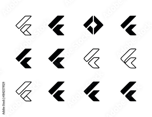 Flutter Logo Variations. Flutter. Icon set. Set Logo of Flutter: