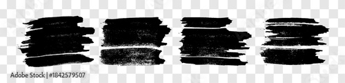 Set of black hand drawn brush strokes