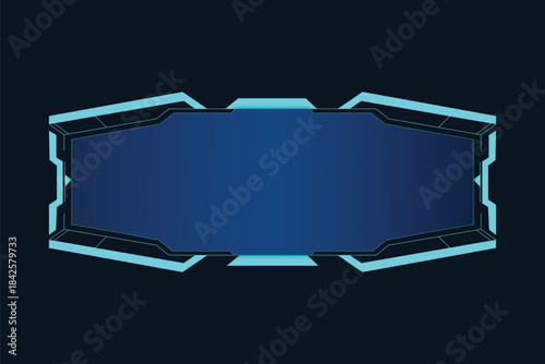Futuristic HUD Frame Banner – Neon Blue Sci-Fi Interface Panel, Digital Tech Window Display, Cyber Frame Template on Dark Background