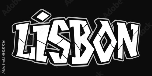 Lisbon city graffiti letter block design