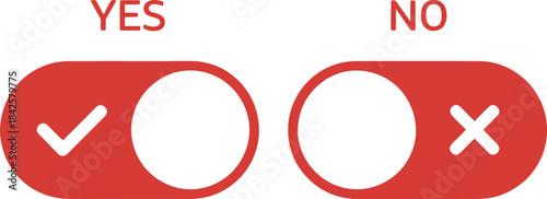 Yes and no toggle switches for selection and choice interface Vector