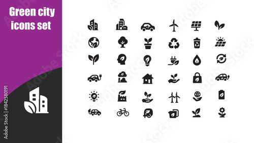 Green city 30 icons set