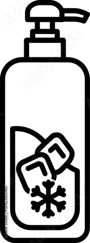Cooling liquid soap dispenser bottle with ice and snowflake icon Vector