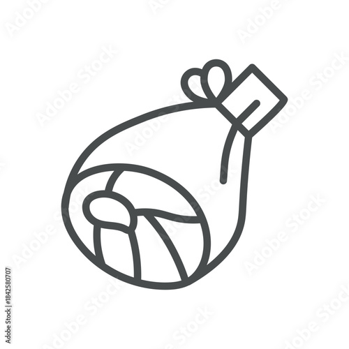 Prosciutto Icon. Thin Line Illustration of a Rolled Cured Ham, Symbolizing Italian Dry Cured Pork, Gourmet Charcuterie and Delicate Flavor. Isolated Outline Vector Sign.