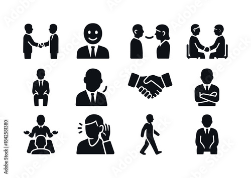 Non-Verbal Interview Icons. Non-verbal communication in intervie