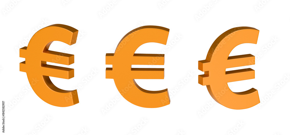 Obraz premium Golden euro symbols on transparent background 3D render