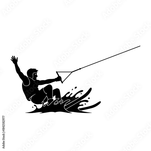 Dynamic Silhouette of a Wakeboarder Catching Air and Making a Splash.