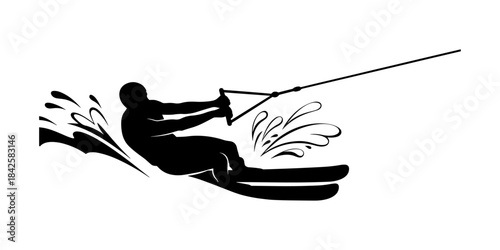 Dynamic Water Skier Silhouette in Action.