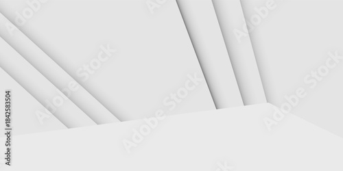 Panoramic geometric shapes on abstract white background