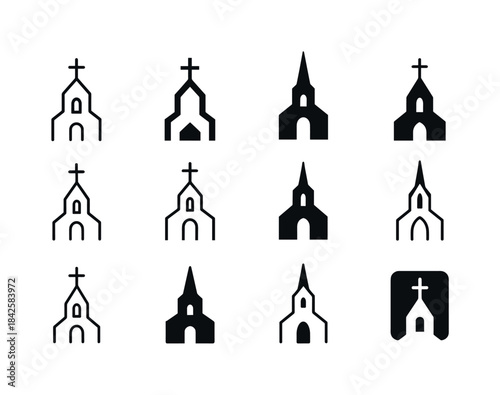 Sacred Site Icons. Tourism and visiting sacred sites. Icon set.