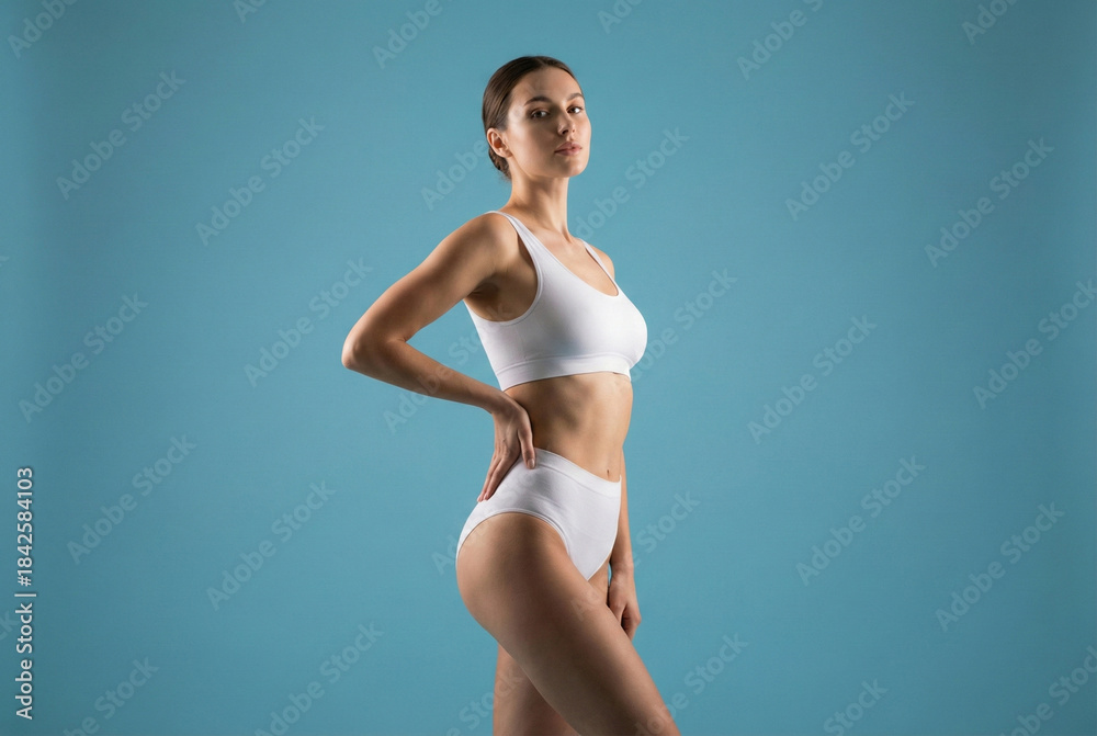 Fototapeta premium Sporty Woman Showcasing Body Positivity And Healthy Lifestyle In Advertisement