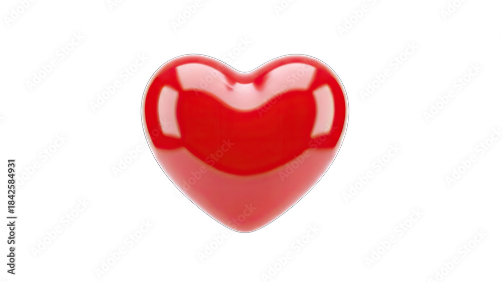 Fototapeta premium Red Heart Floating on White Background