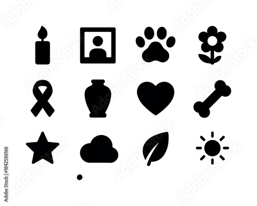 Rituals Icon Set. Rituals and remembrance. Solid icon set of rit