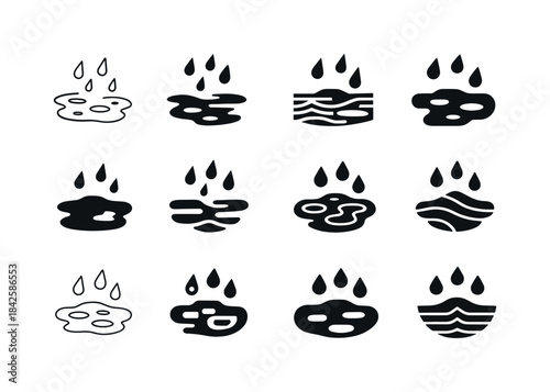 Rain-Soaked Earth Icons. Rain-soaked earth. Icon set. Set Logo o