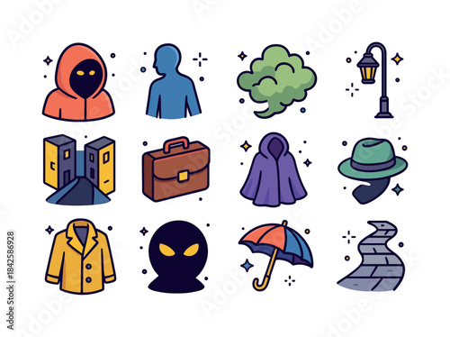 Urban Mystery Icons. Urban Mystery. Colorful isometric vector ic