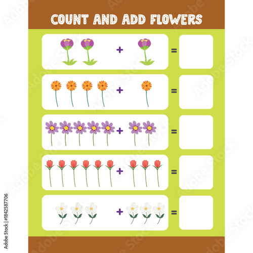 Count and Add worksheet activity for kids page 16