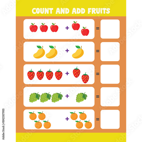 Count and Add worksheet activity for kids page 17