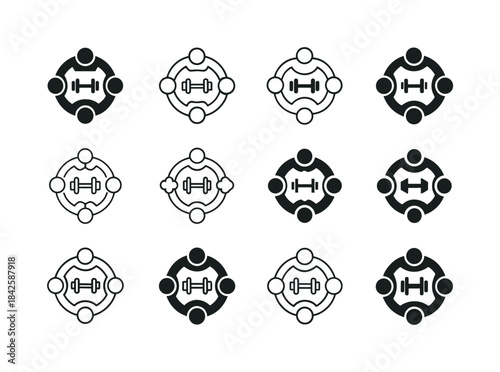 Group Fitness Icons. Fitness challenge ideas for groups. Icon se